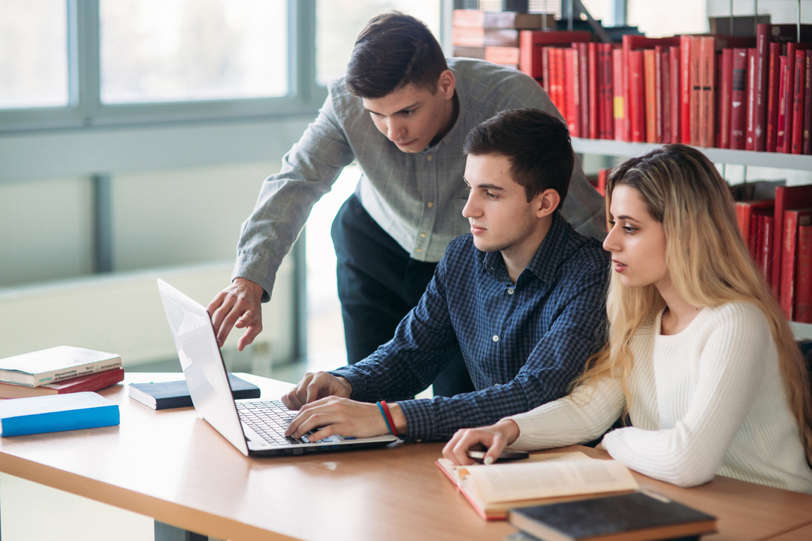 Students Studying at the Library  